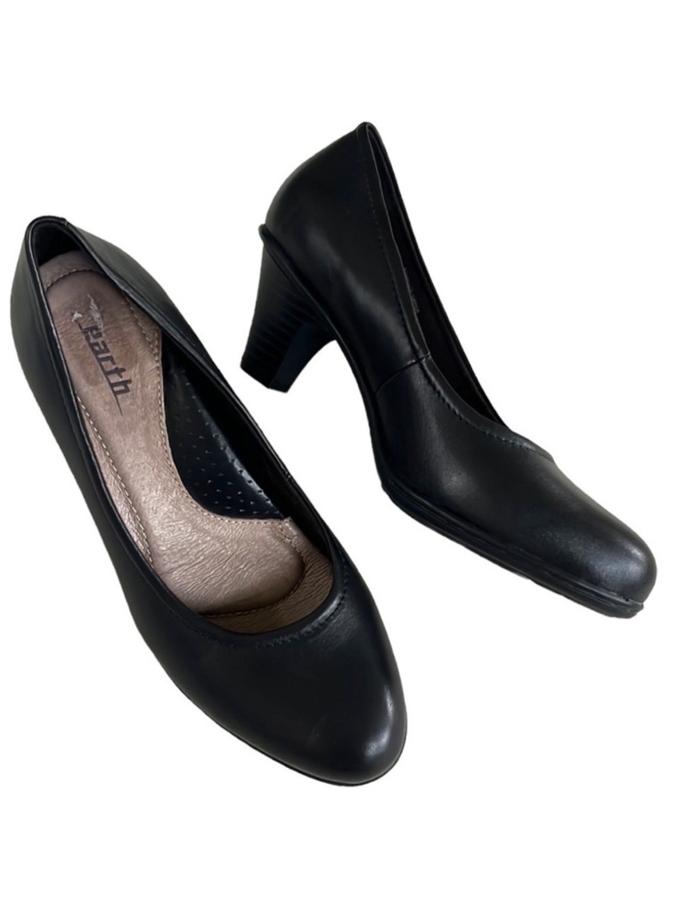 EUC Earth Brand Bijou Leather Heels Black Size 6 1/2